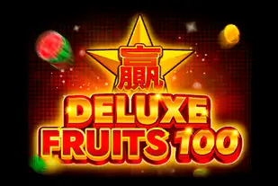 Colorida y atractiva imagen del juego Deluxe Fruits 100, con los clásicos símbolos de fruta en un diseño moderno y mejorado.