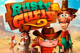 Imagen divertida y estilizada del juego Rusty y Curly, que destaca los carismáticos personajes y el tema único.